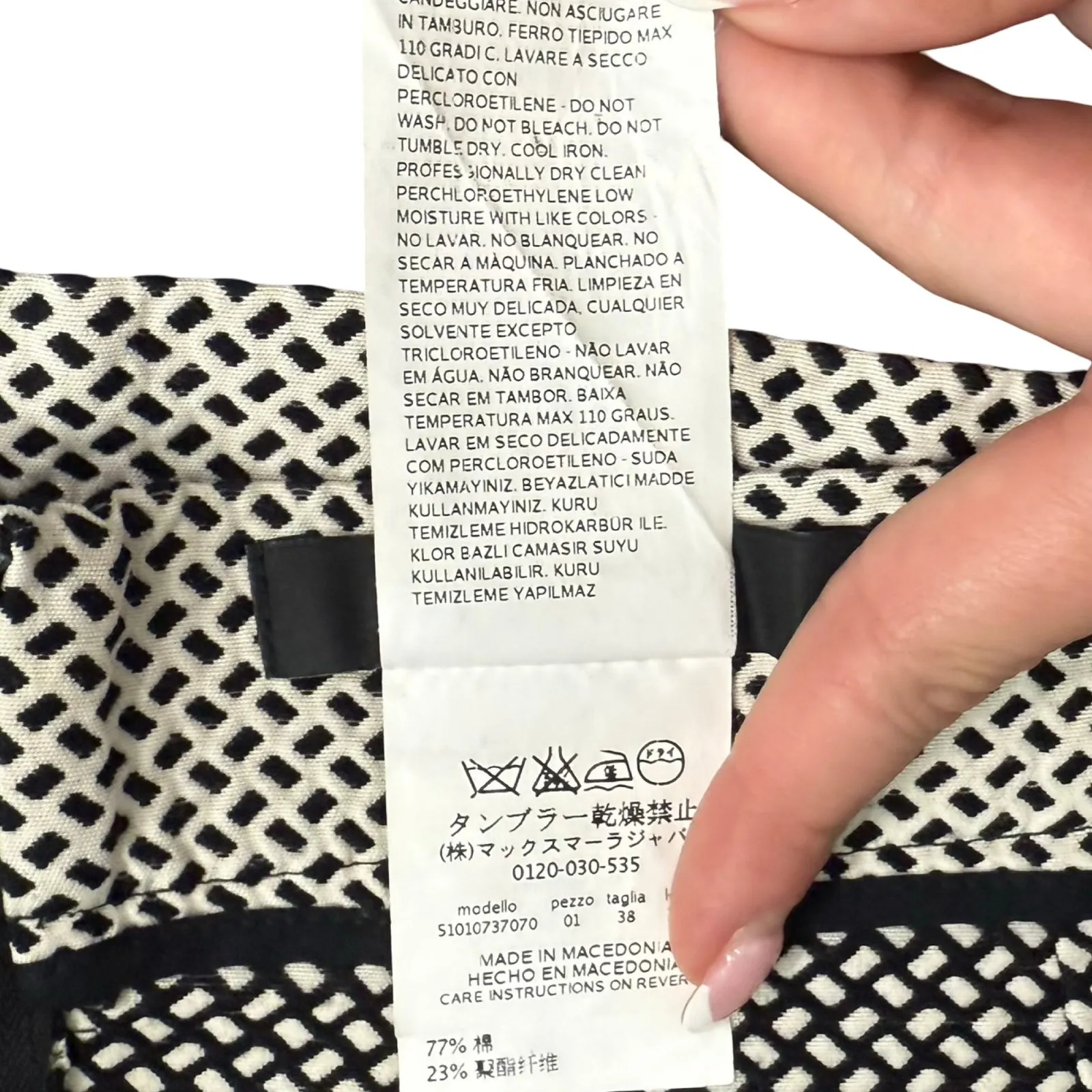 Max Mara Weekend Black White Printed Bow Belt Knee Length Pencil Skirt size 4 - Image 7