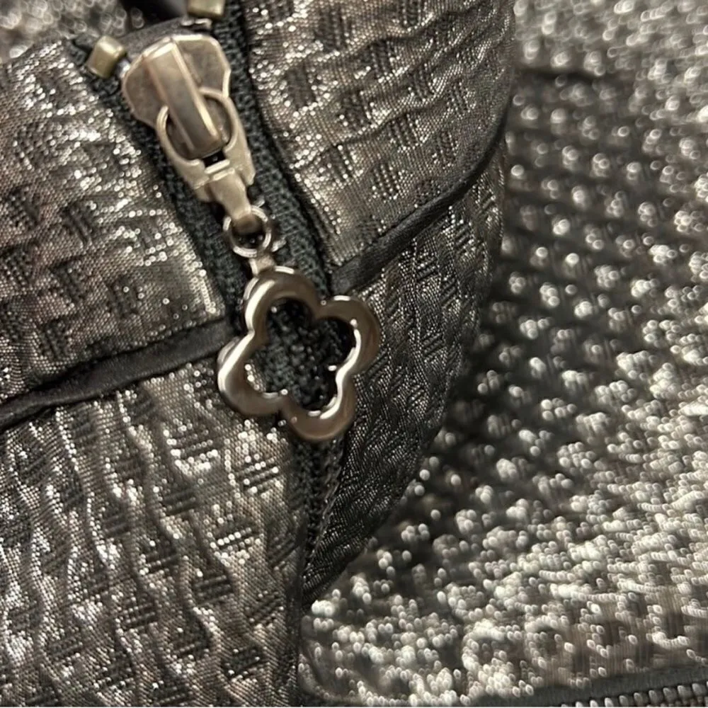 #316 PINK TARTAN Metallic Silver Mini Skirt Gray Size 12 - Image 6