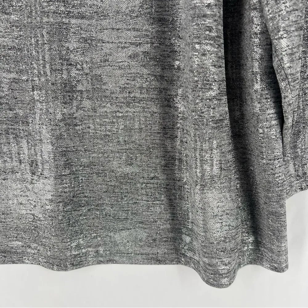 Westport 1962 Metallic‎ Silver Semi Sheer Knit Scoop Neck Short Sleeve Top - Image 5