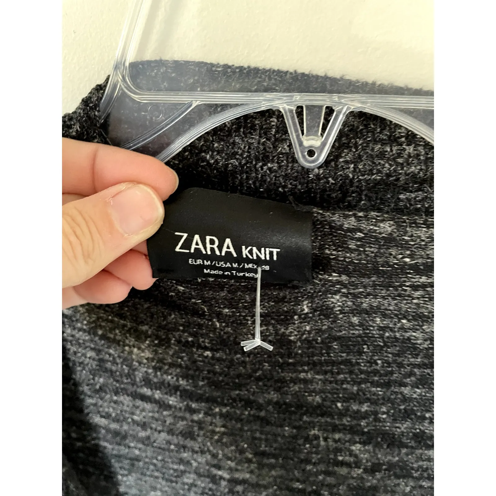 ZARA Open Front Long Linen Cardigan Black White Size Medium - Image 5