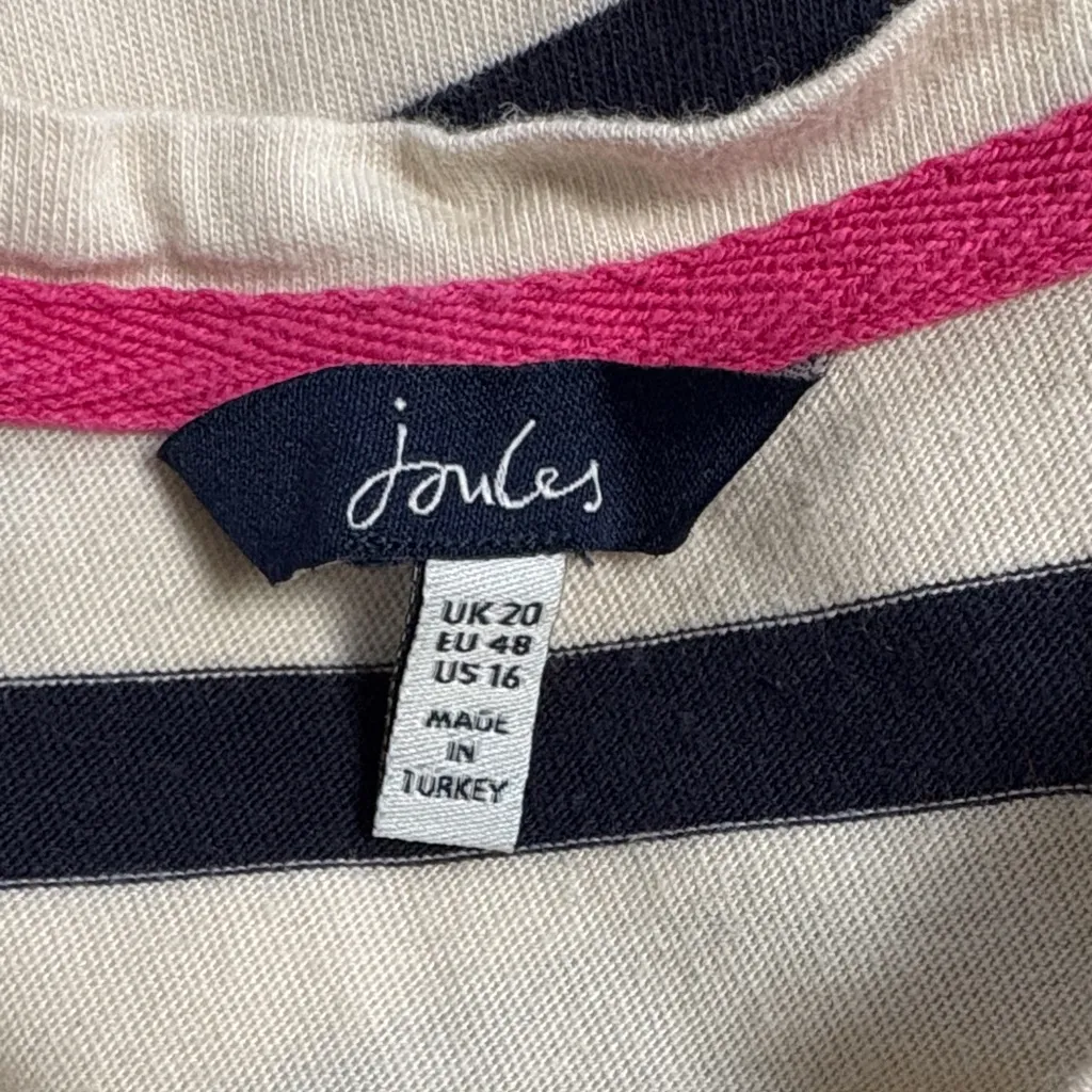 Joules Striped Blue Cream Women's Top Ruffle Short Sleeve Size 16 - Image 4