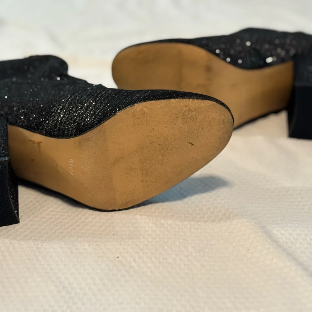 EXPRESS  Black Sparkle Heeled Boots - Image 4