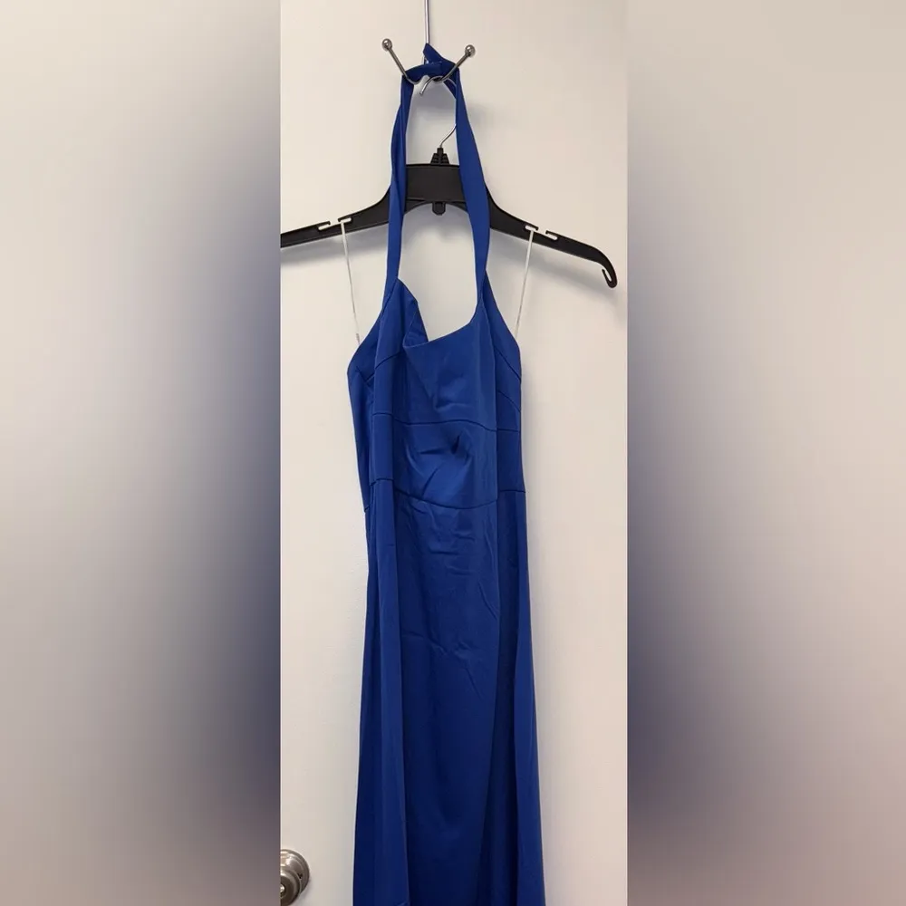 NWOT Elliatt Chiara Satin Halter maxi Gown Sz M cobalt blue - Image 8