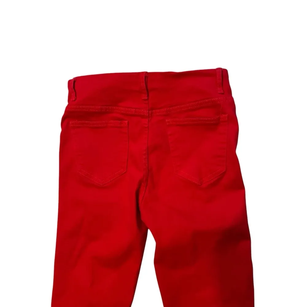 Edikted Engine Red Lace Up Front Flare Leg Jeans, Sz M - Image 13