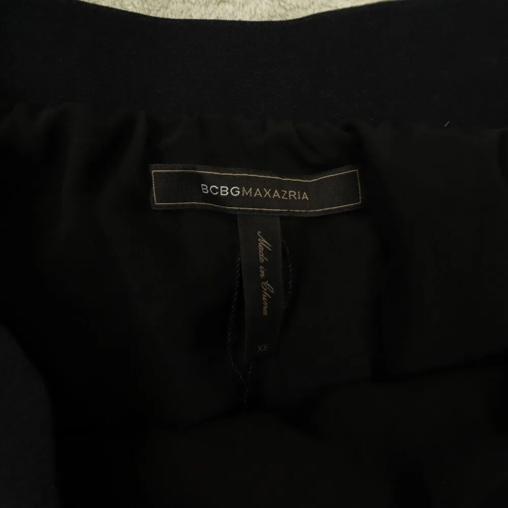 BCBG Max Azria Women's Black Silk Chiffon Ruffle‎ Beaded Mini Skirt size XS NWT - Image 2