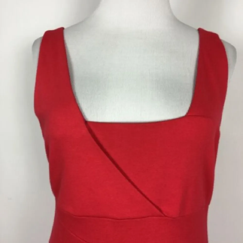Size 4 Red Dress Exposed Side Zip Sleeveless Square Neck - Image 8