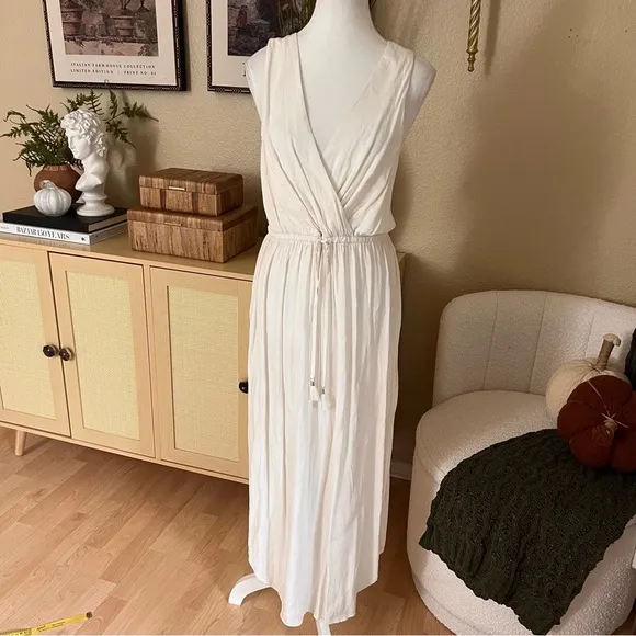 L*SPACE Cream Kenzie Dress Cover up Open Sides‎ Midi Size Large - Image 4