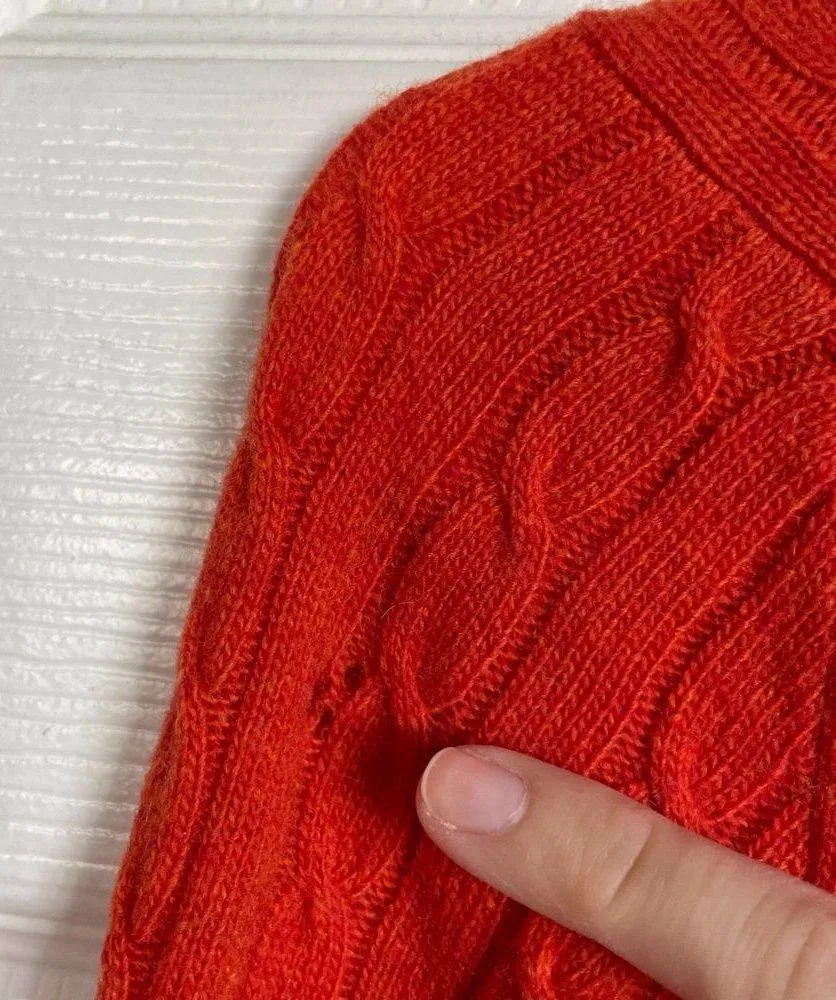 J. Crew cableknit cashmere blend orange cardigan - Image 6