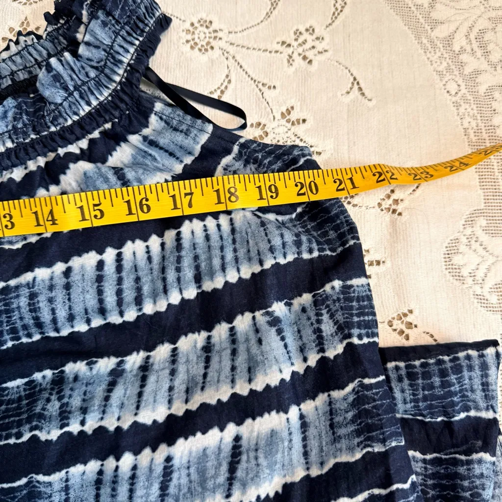 Michael Kors Shibori Tie Dye Blue & White Maxi Dress size Large - Image 13