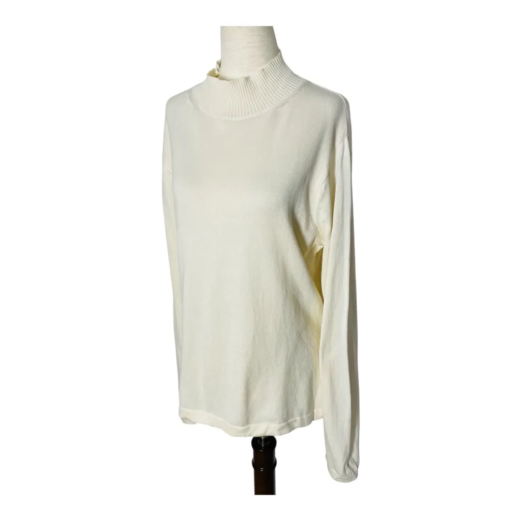 VINTAGE TALBOTS Beige Mock Neck Sweater Knit Top - Image 3