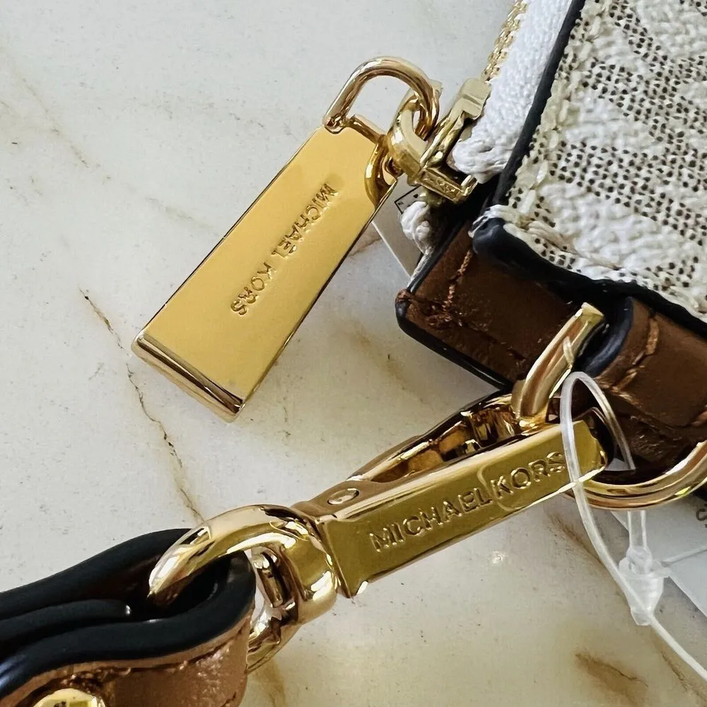 MICHAEL KORS Jet Set Vanilla Leather Small Coin Purse Card Wallet Wristlet - Image 4