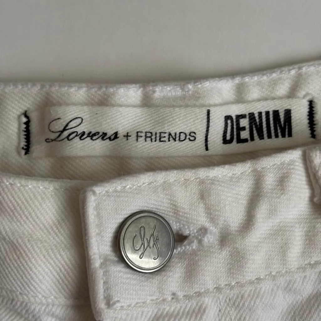 Lovers + Friends White Frayed Jean Shorts Size 30 - Image 3