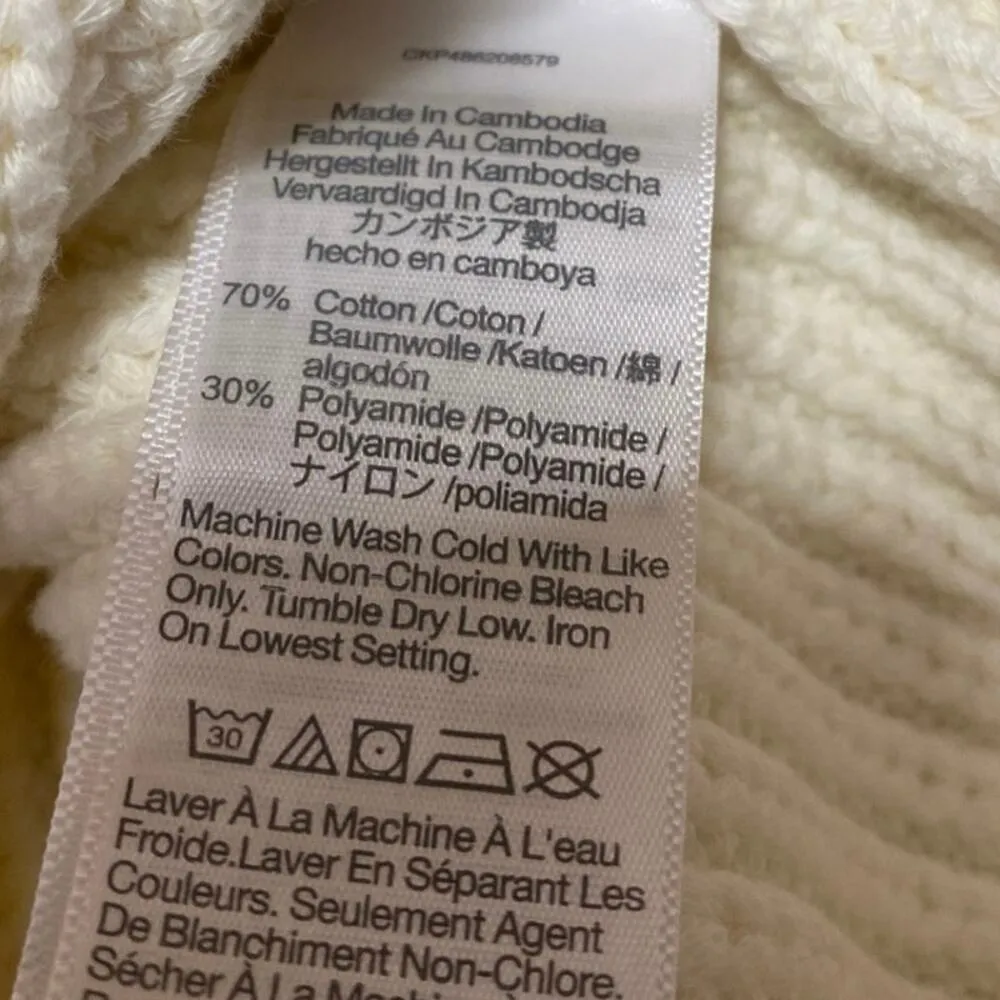 NEW Madewell Cream Rib Knit Sleeveless V Neck Button Up Cardigan Sweater Top XS - Image 4