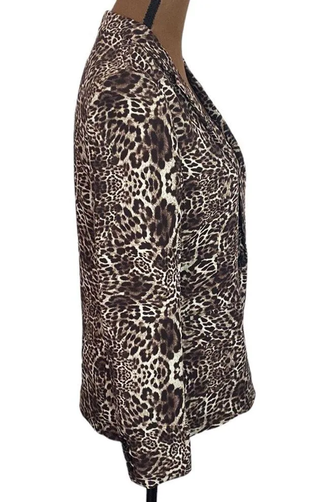 The Kooples leopard print crepe one button drapey blazer size XS - Image 4