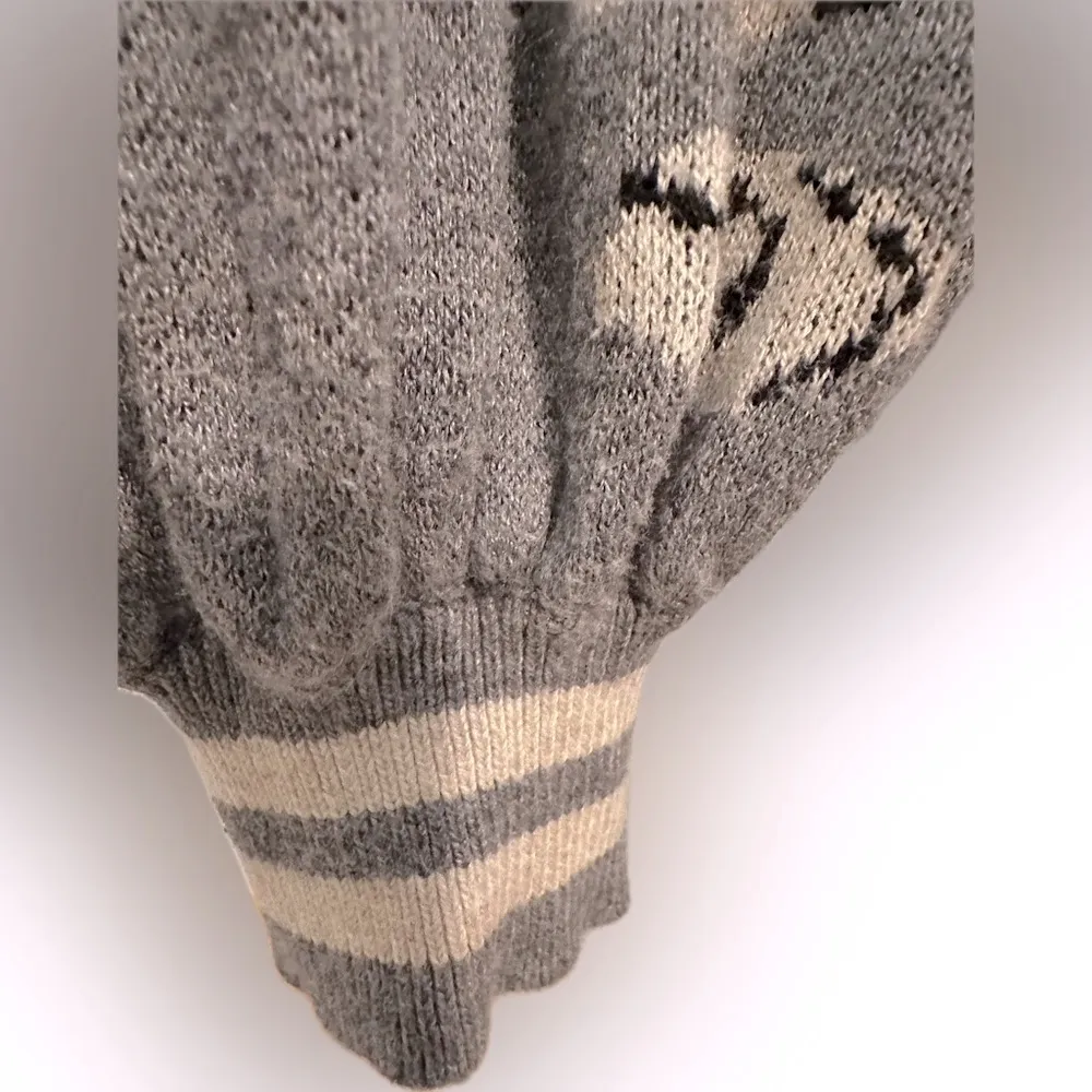 Max Studio grey  knit Cotton Rayon blend  floral motif sweater dress L - Image 3