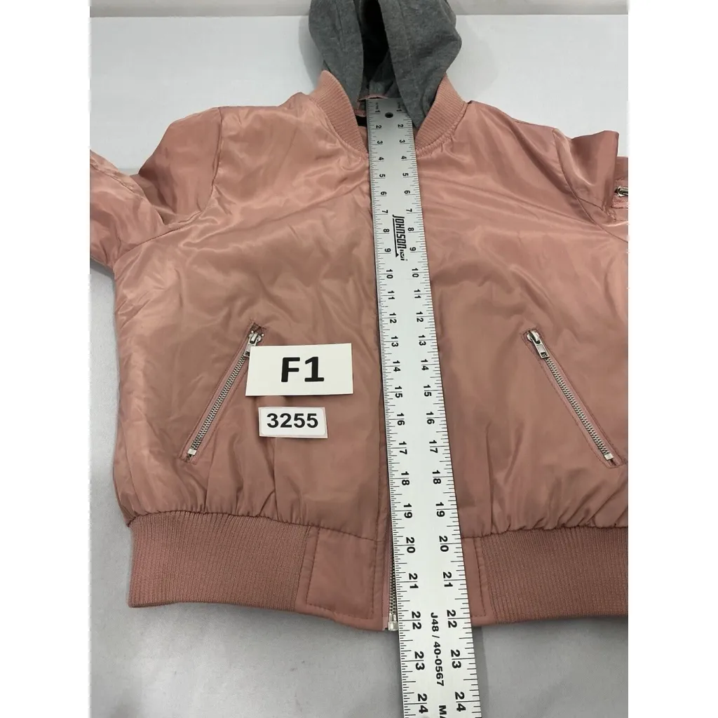 Womans Forever 21 Medium Mauve Zip Up Hooded Baseball Jacket - Image 6