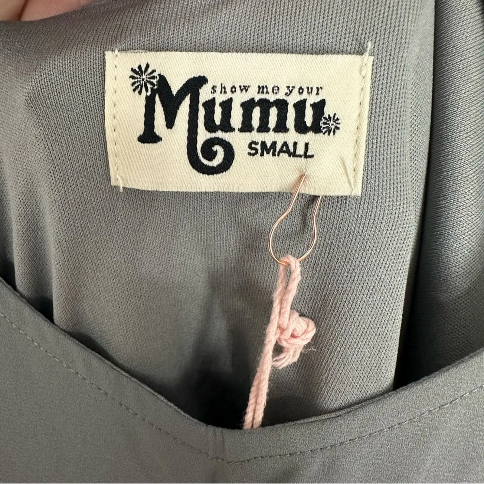 Show Me Your Mumu Kendall Maxi Dress Soft Charcoal Crisp Size Small NWT - Image 3