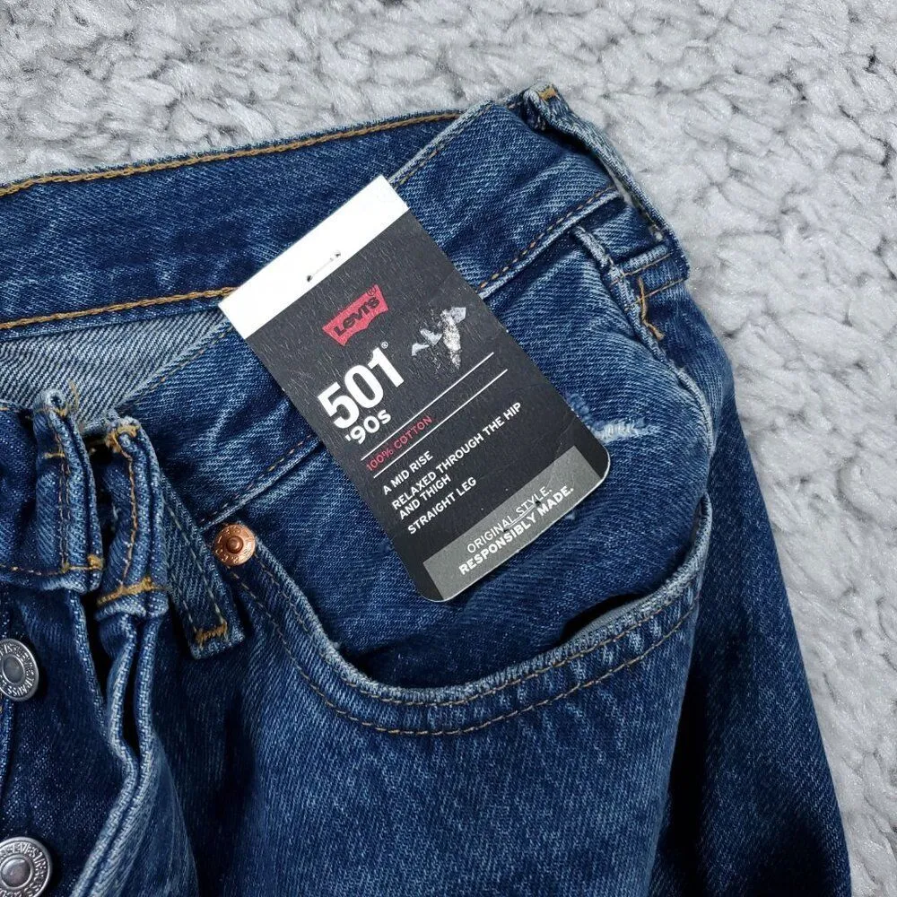 Levi's Premium 501 '90s Straight Baggy Jeans Blue Women's Size 26 x 32 Y2K Loose - Image 4