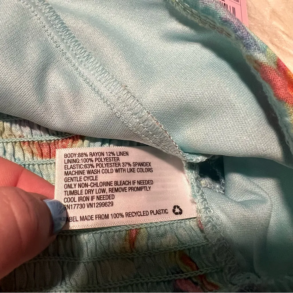 Wild Fable Swirl Marble Halter Crop Top Aqua Blue L - Image 10