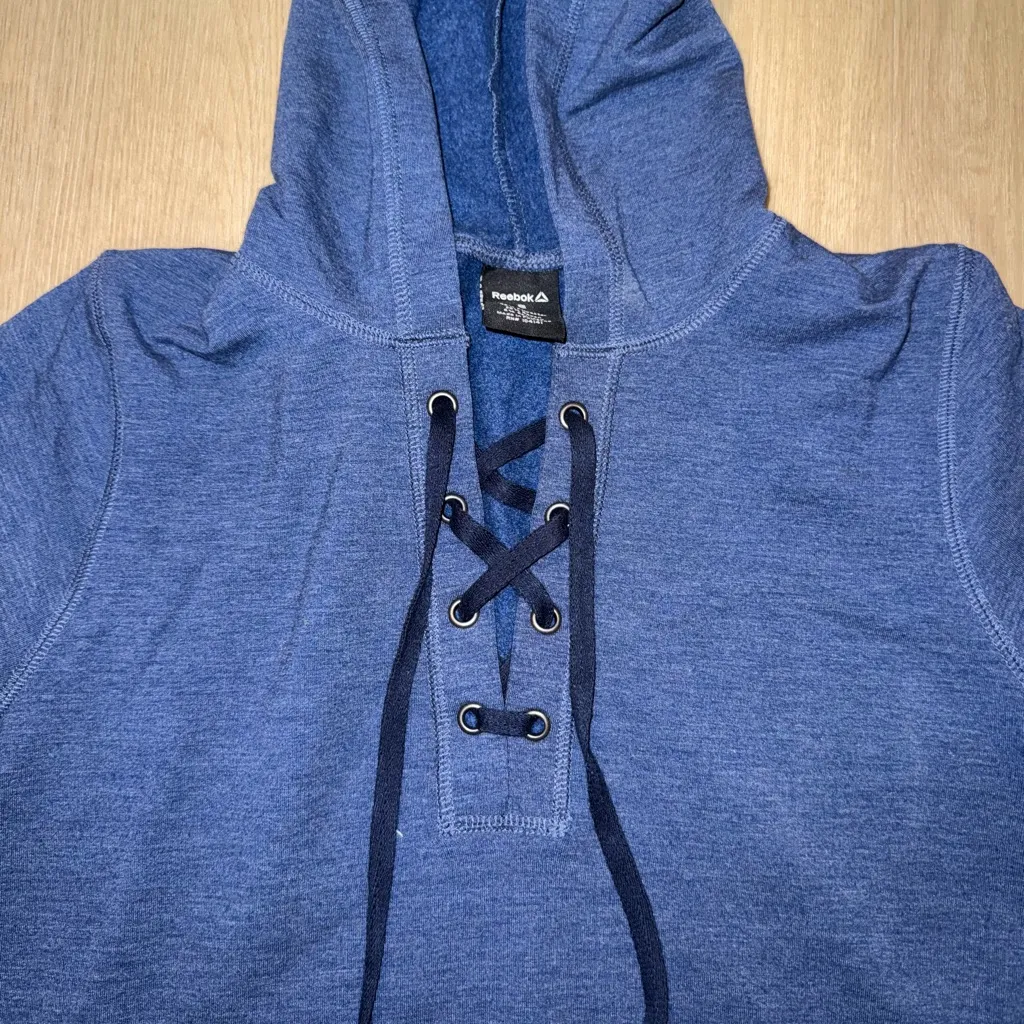 Reebok Blue Lace-Up Hoodie - Image 2