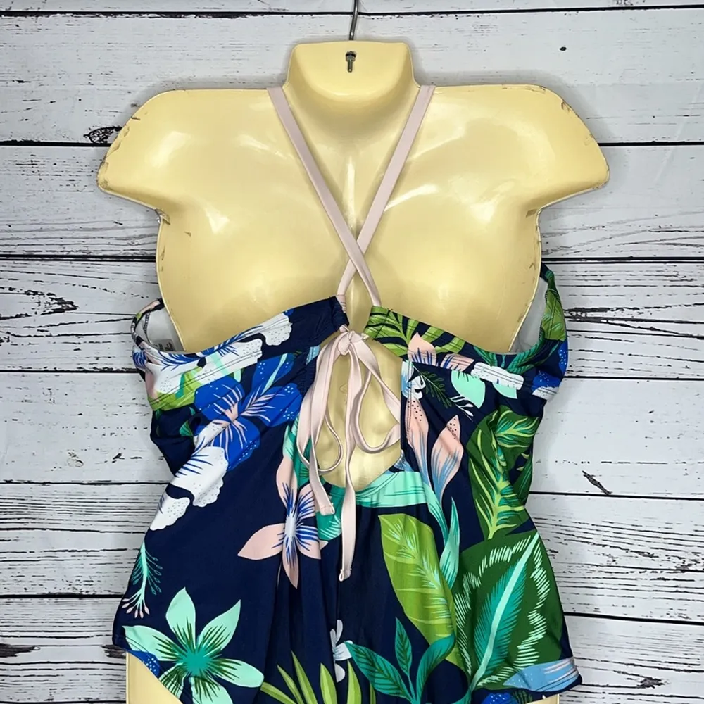 Target NWT Size 24W Tropical Floral Print Ruffle One Piece Bathing Suit Swimsuit - Image 4
