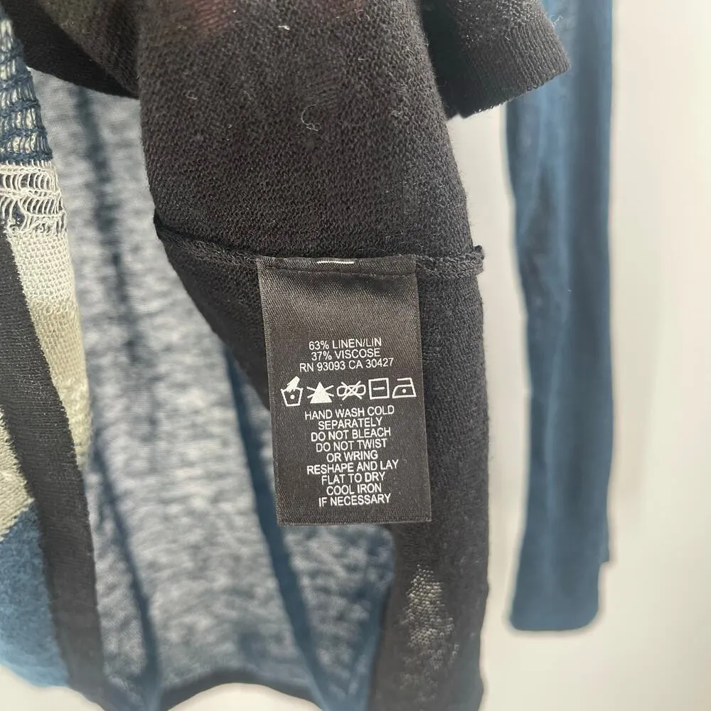 NIC + ZOE Shirt Size Petite Large Linen Blend Lagenlook Artsy Art To Wear Sheer - Image 11