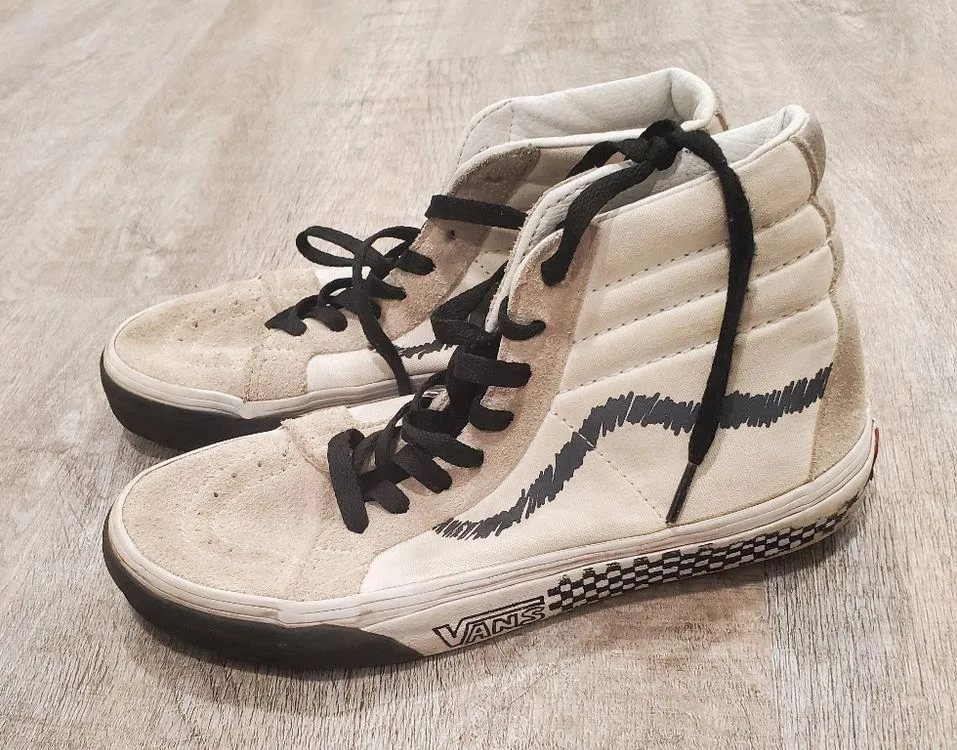Vans SK8 Hi Reissue DIY Black/True White Unisex Skate Shoes Size 5 (M) 6½ (W) - Image 6