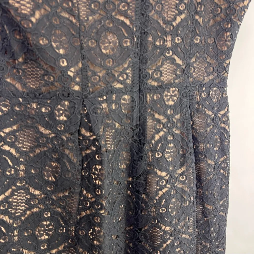 Forever 21, Black Lace Overlay Dress, Nude Lining, Cap Sleeve, Party Dress - Image 8