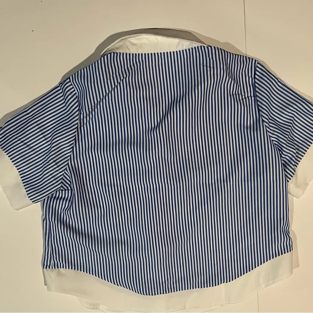 SHEIN Blue and White Striped Button Down Shirt - Image 2
