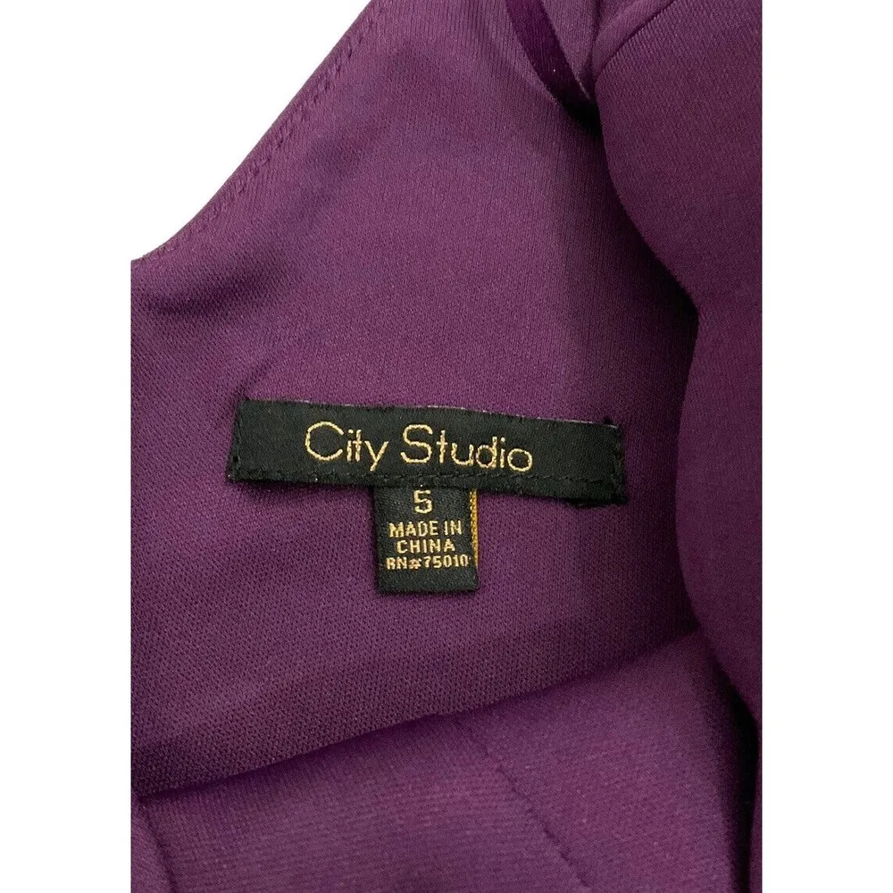 City Studios Juniors Short Sleeve Fit Flare Dress Purple Size 5 #3.. - Image 5