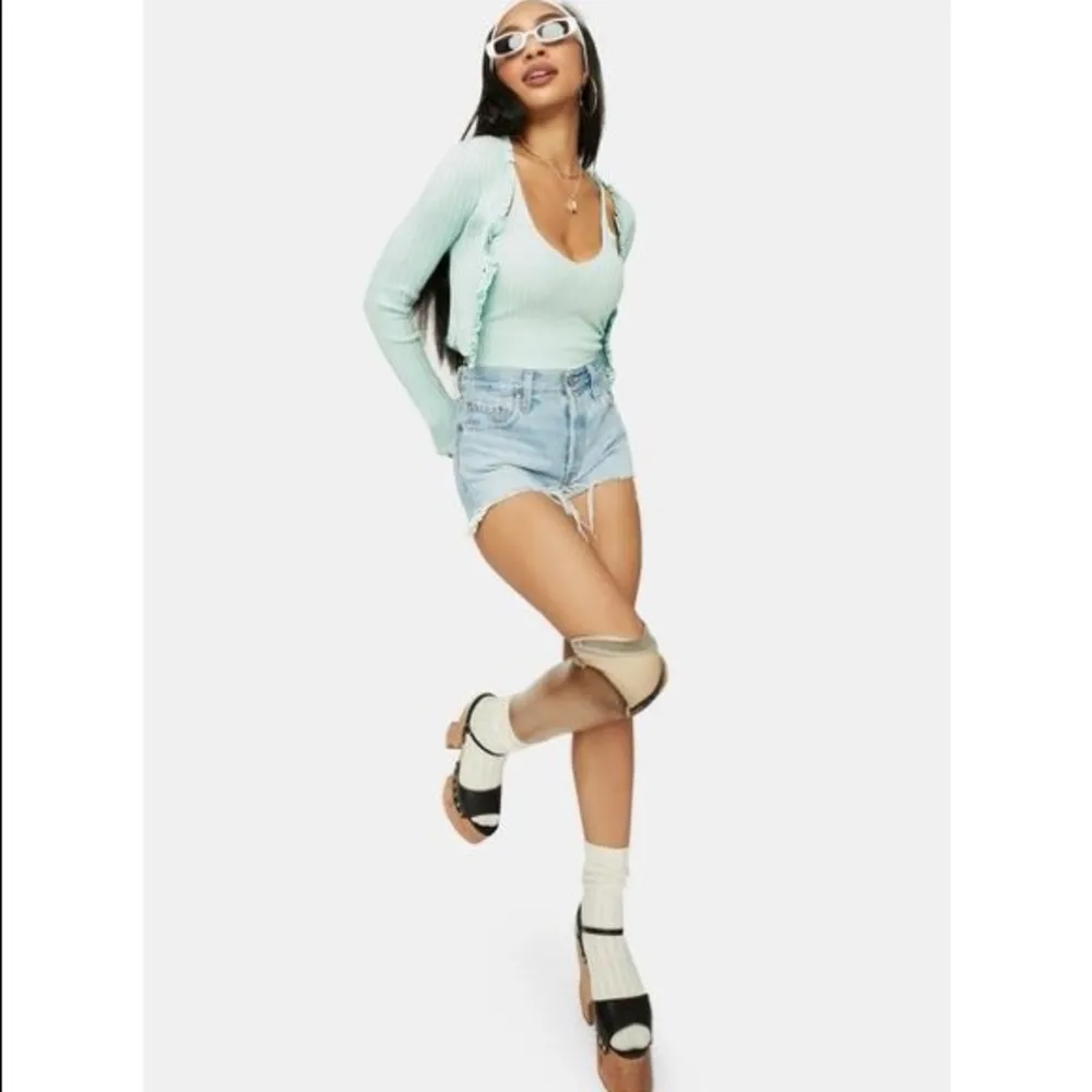 Dolls Kill CLIQUE ON SPEED DIAL CROPPED SWEATER in Mint - Image 4