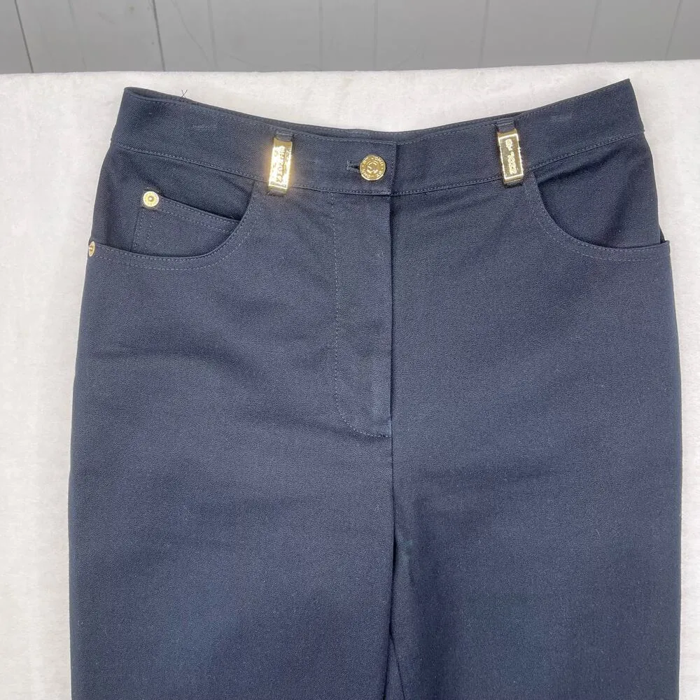 St. John Sport by Marie Gray Straight Leg Black with Gold Dress Pants Size 2x32 - Image 11