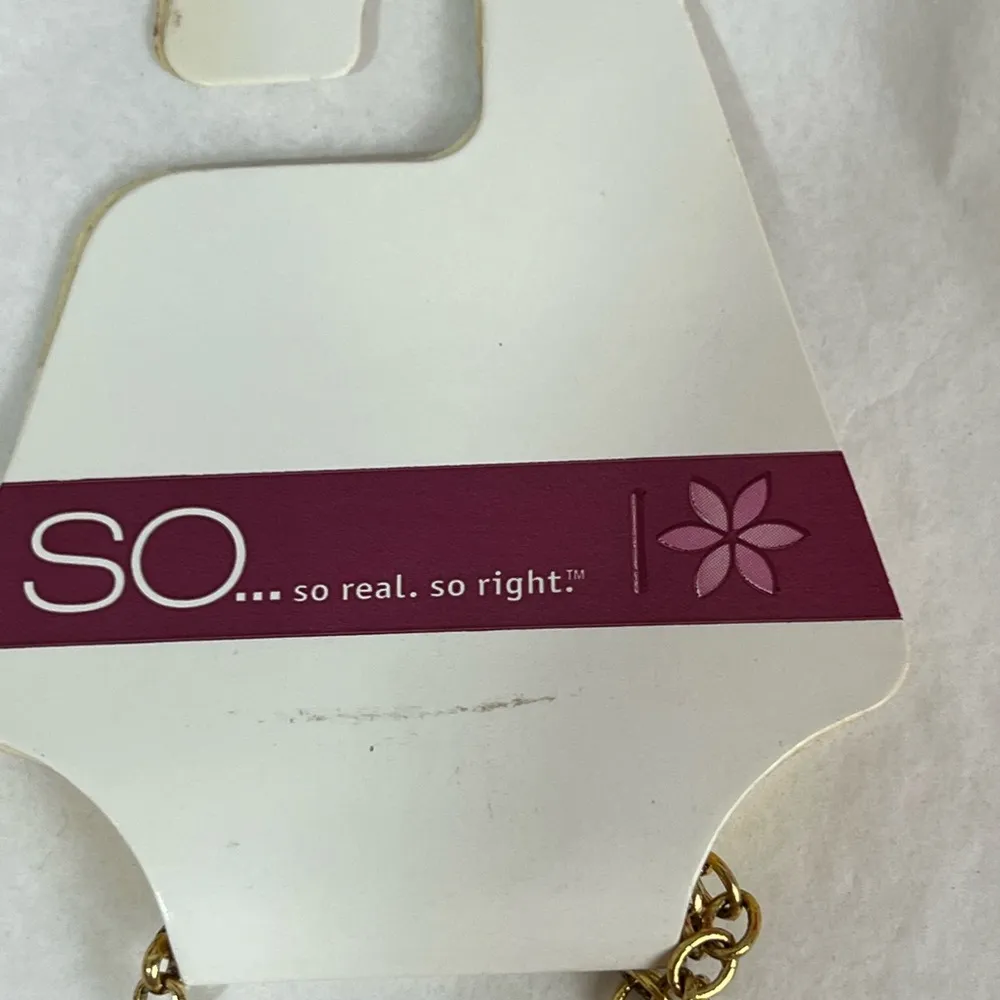 SO  Gold Tone Beaded Statement Necklace, New - Image 2