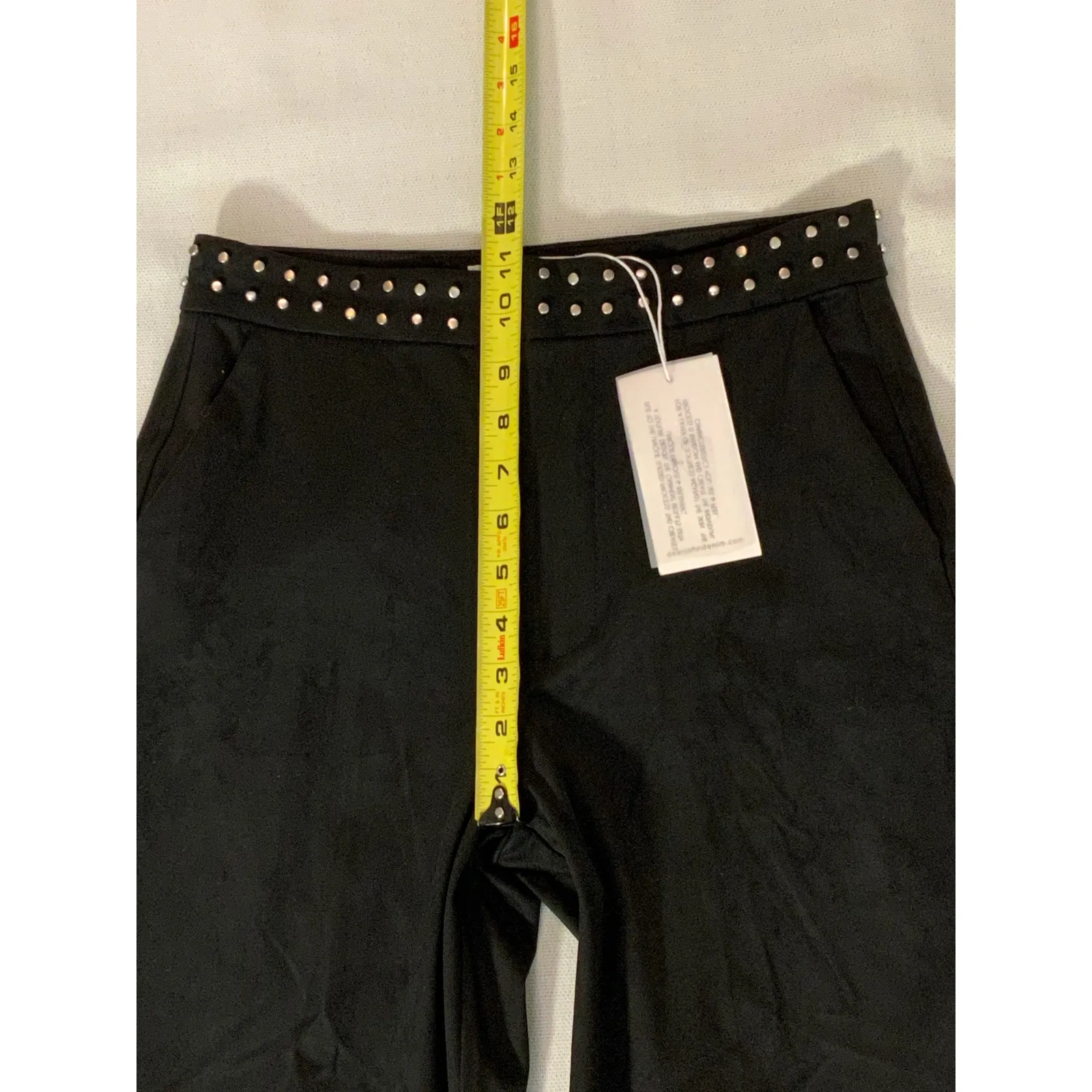 Dear John Fiona High Rise Wide‎ Leg Black Suede Pants, Size 26 - Image 7