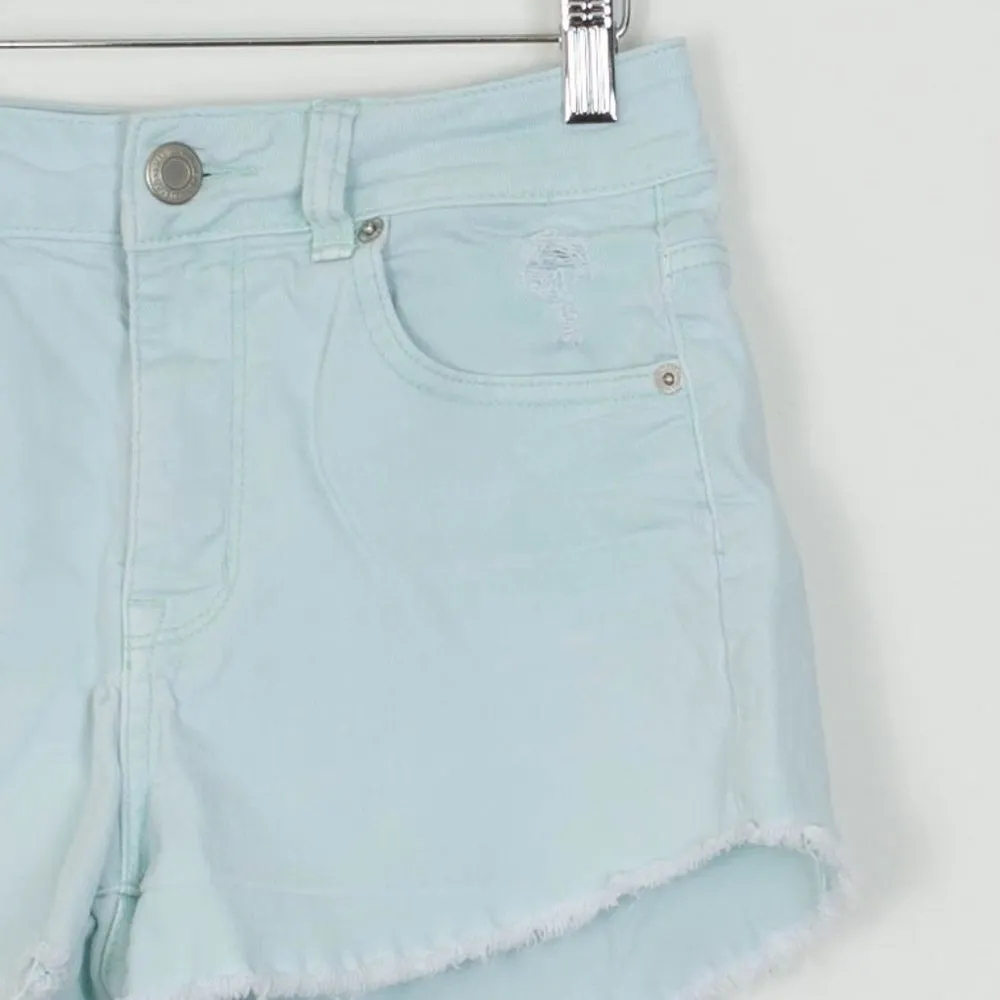 American Eagle Distressed Stretch‎ Denim Jean Shorts Mint Green Size 4 - Image 2