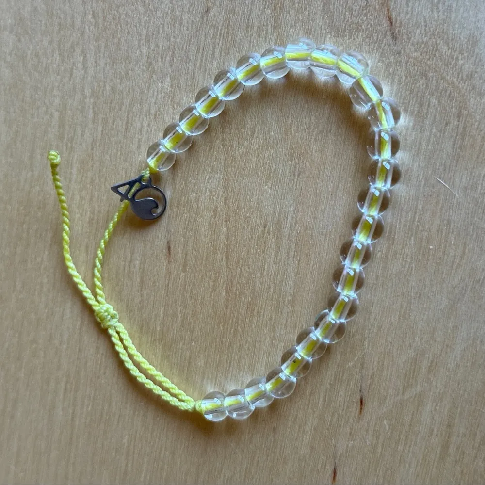Yellow Beaded Bracelet with Adjustable Cord - Image 3