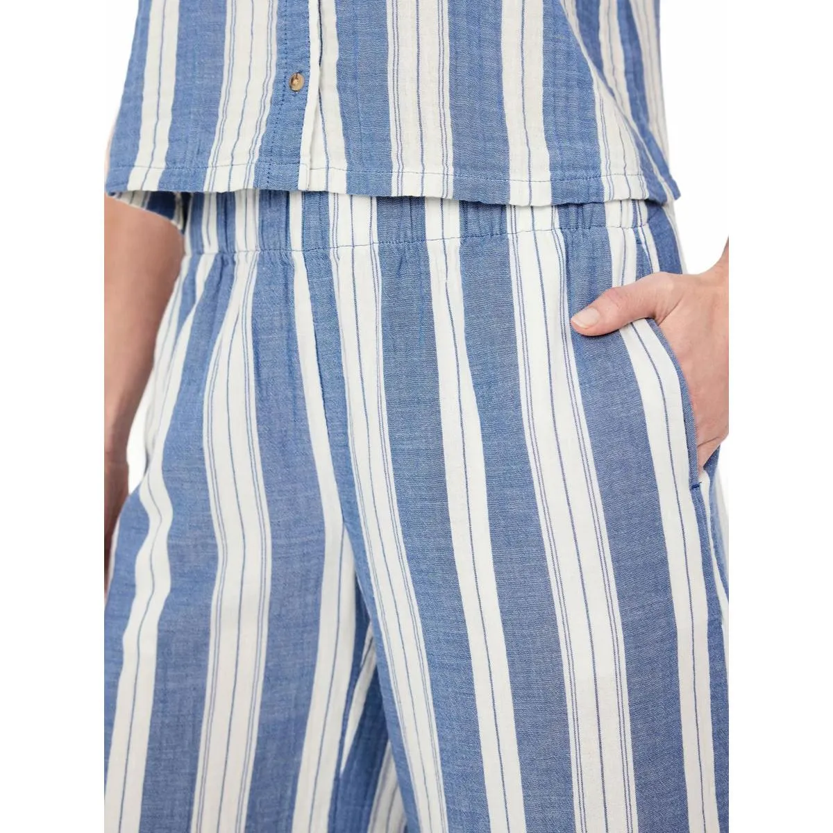 High-Waisted Crinkle Gauze Super Wide-Leg Pants Old Navy Blue Stripe NWT XXLT - Image 9