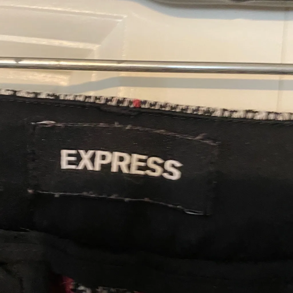 EXPRESS  Women’s Checkered Pants - Black, Gray, Red - Image 2