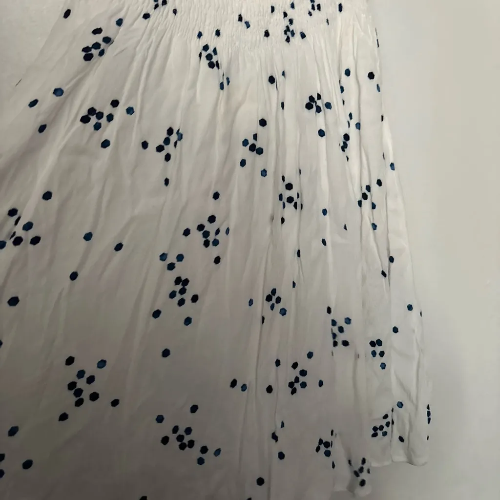 Lulu's White and Blue Printed Off-the-Shoulder Dress Polka Dot Sundress XS - Image 5