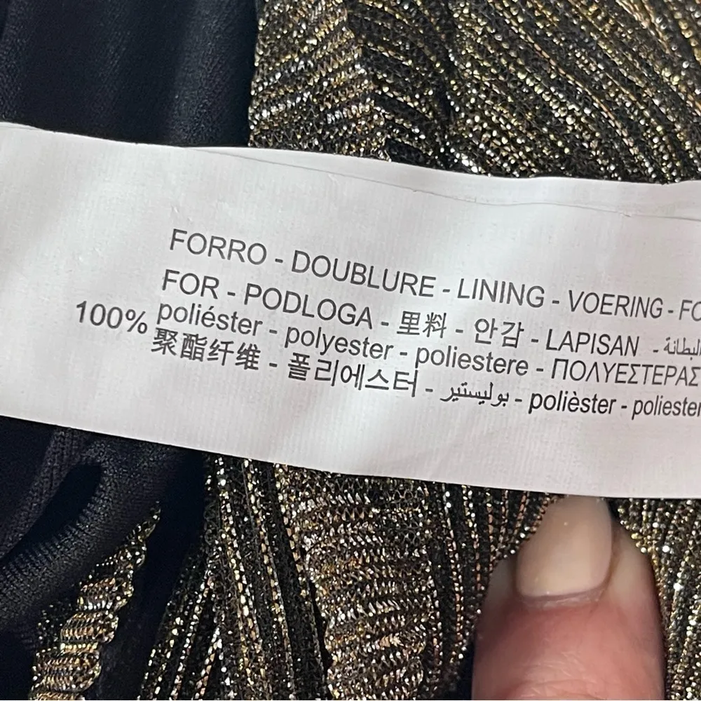 ZARA Gold Silver lurex Metallic Sleeveless Short Crop Top w/Ruffle Front Sz S - Image 8