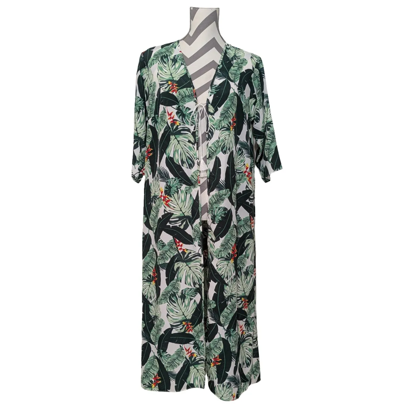 Rachel Zoe Los Angeles Palm Print Duster Jacket Kimono Coverup - Image 5