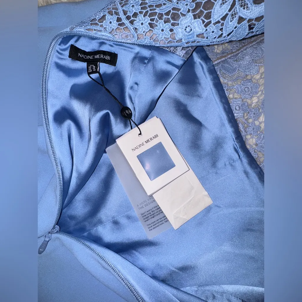 NWT NADINE MERABI Maddie Lace Long Sleeve Wide Leg Jumpsuit sz 14 Blue - Image 6