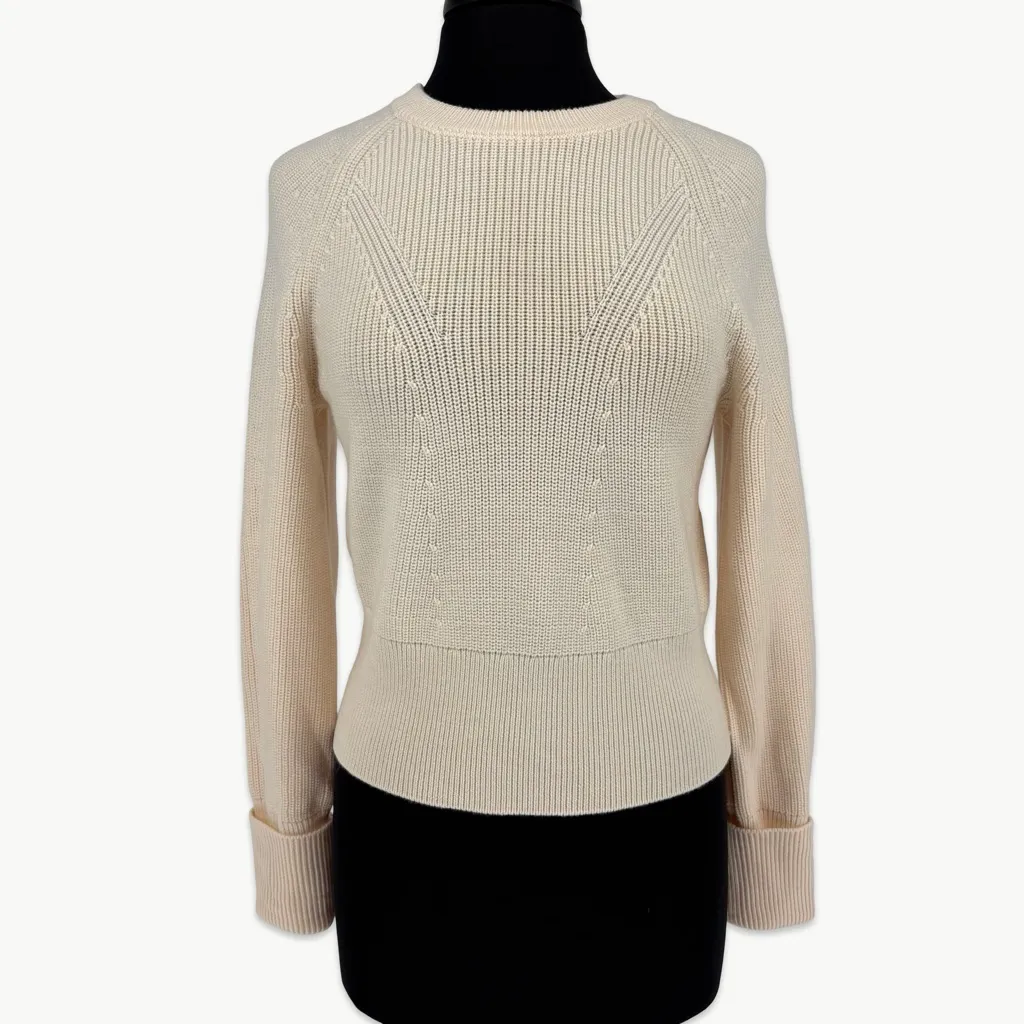 NWT Banana Republic Merino Wool Crewneck Knit Cuffed Sleeve Sweater | XS | Ivory - Image 7