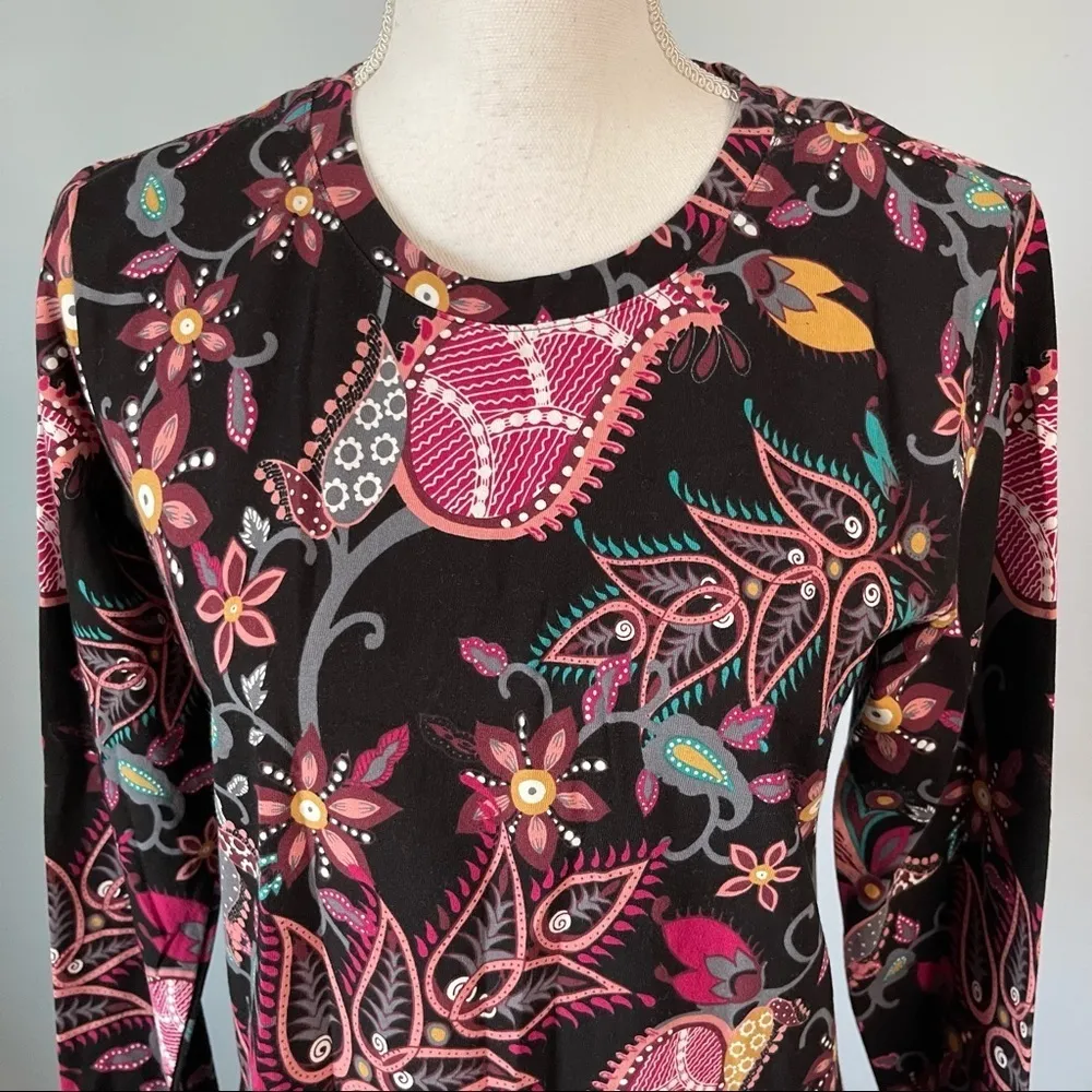 DENIM & CO | Paisley Print Long Sleeve T-shirt Sz XS - Image 3