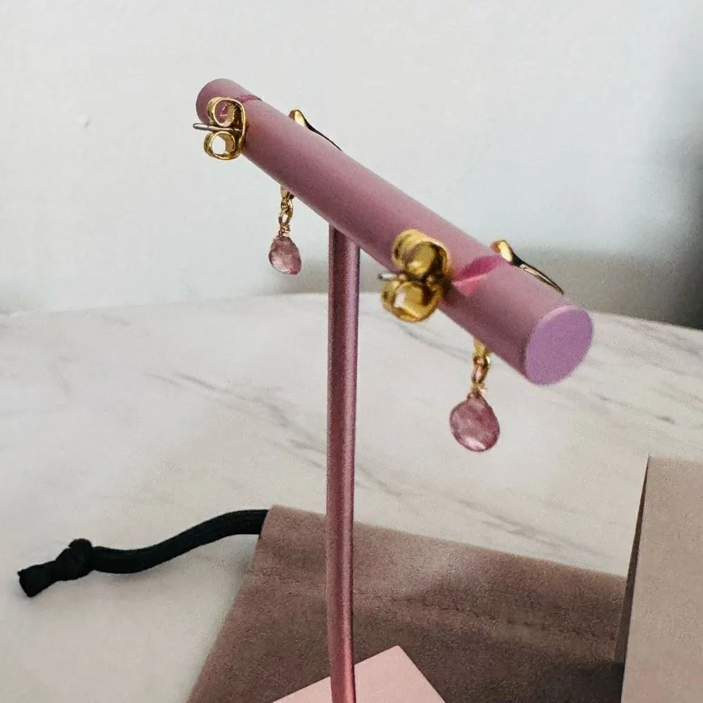 Alexas Bittar Asterales Thorn 14K Goldplated & Pink Tourmaline Drop Earrings NWT - Image 8