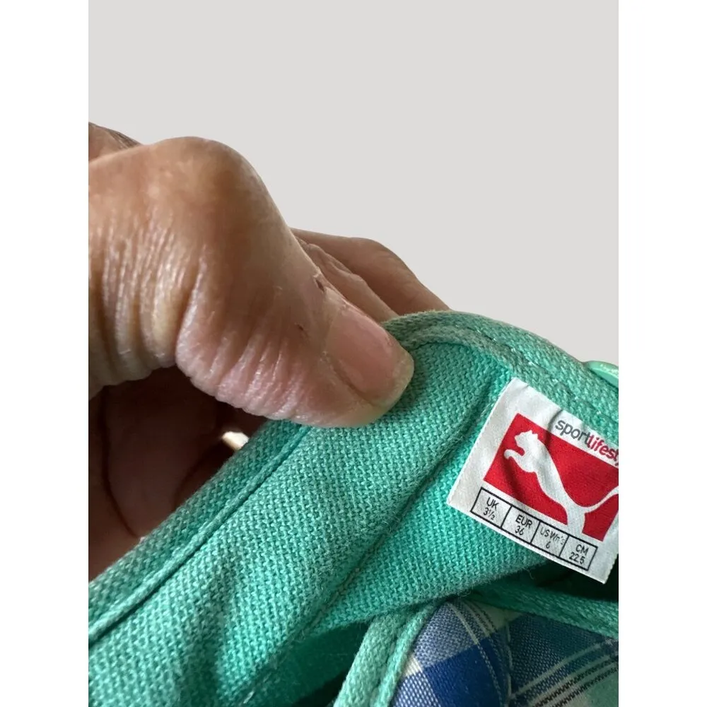 Women's Plaid Puma Slip on Sneakers Shoes, Size 6 Eur 36 Sku 2542 - Image 9