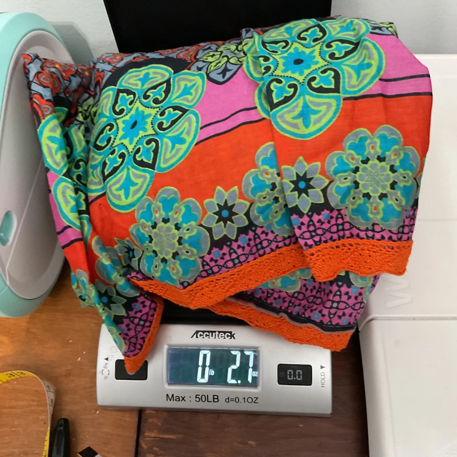 Floating Lotus Boho Strapless Smocked Empire Waist Midi Dress M L Colorful Print Orange Size undefined - Image 5