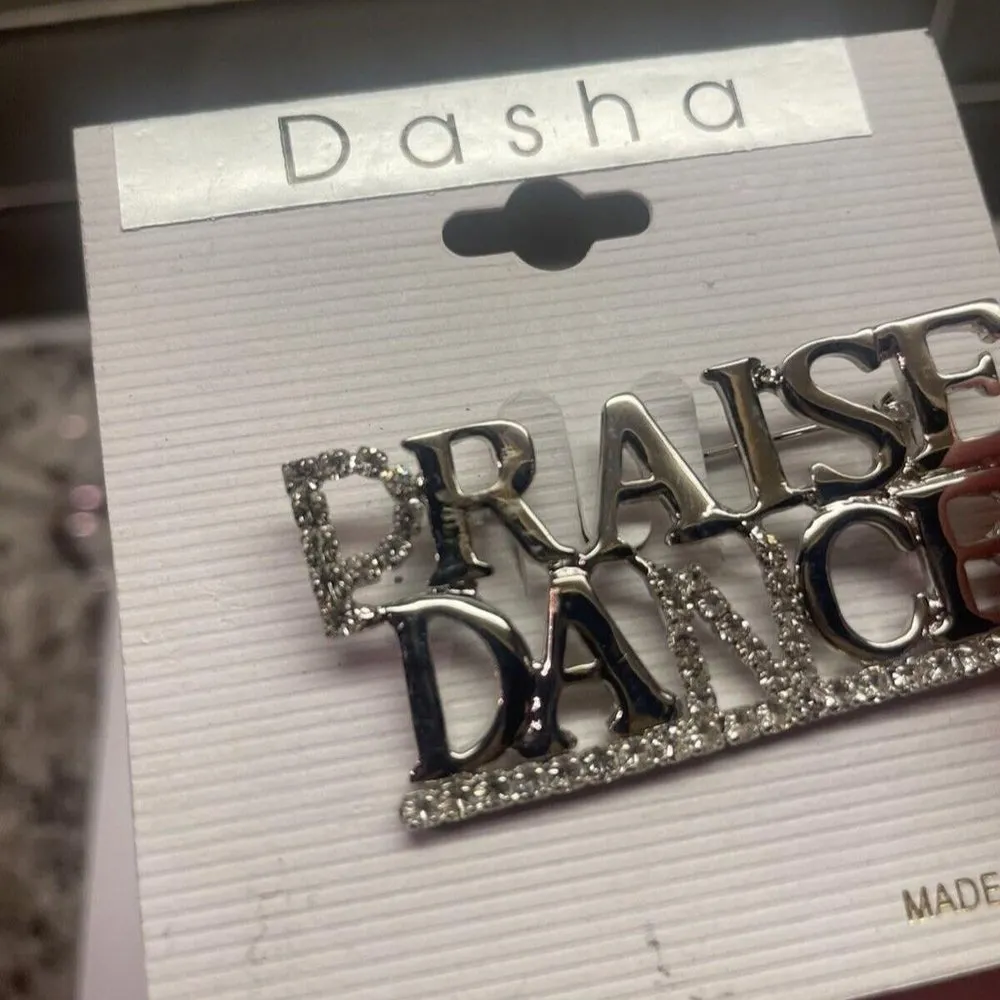 Dasha Brooch Pin Praise Dance Rhinestone Silver Tone - Image 6