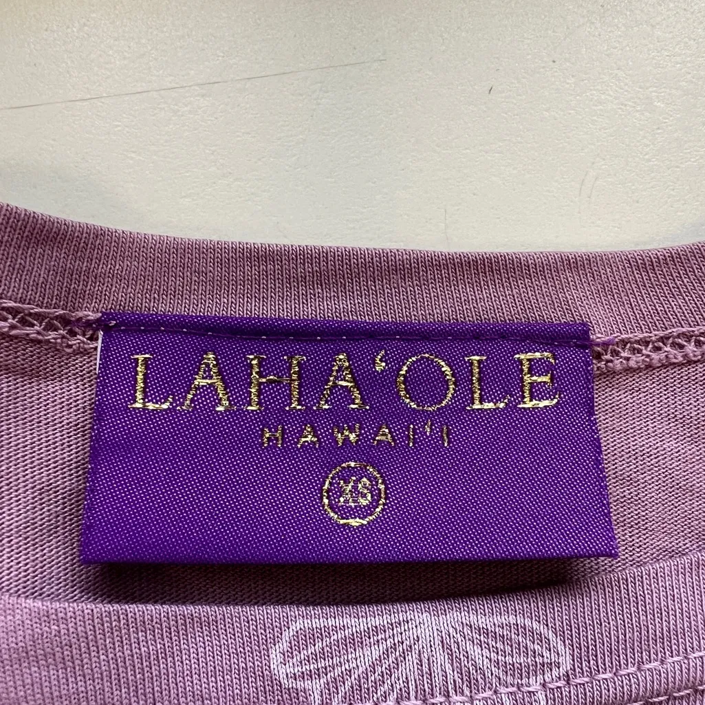 Laha’ole Lahaole Lani Naupaka Mauve Lavender Tee Shirt Dress Flower Hawaiian Size XS - Image 10