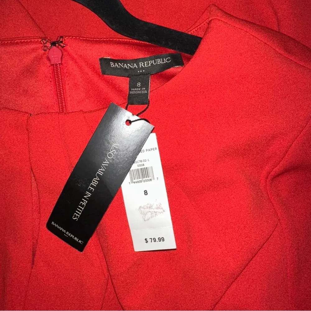 Banana Republic Dress Womens 8 Burnt Orange Pleated Cutout Neck Lined Sheath NEW - Image 5